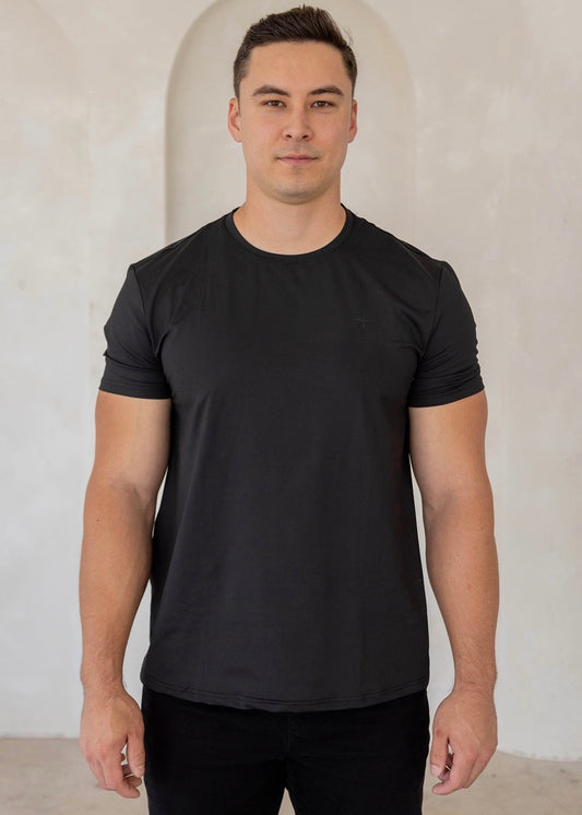 Mens QUICK DRY t-shirt - 'IWA BLACK