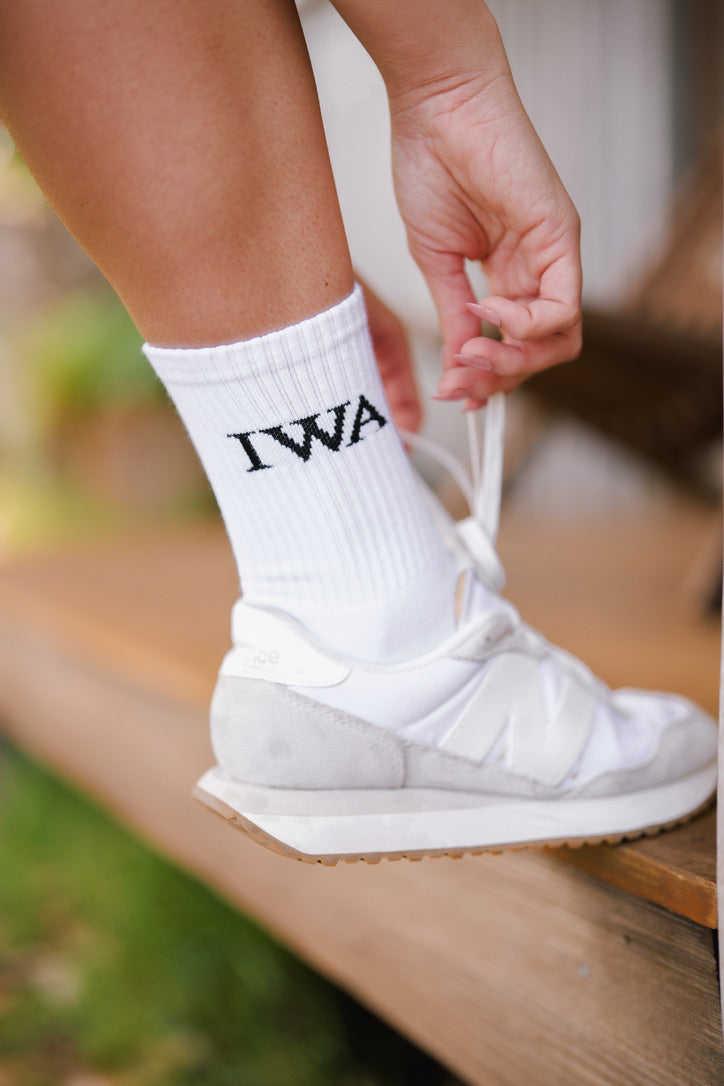 IWA Athletic Half-Crew Socks (Unisex) - WHITE