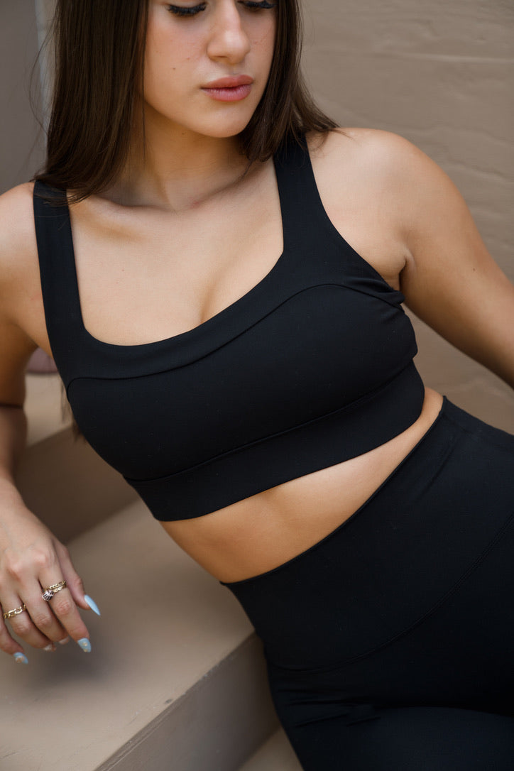 The HĀ Sports Bra - ʻIWA BLACK