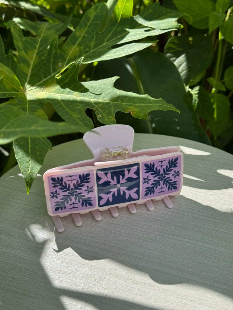 Large 3-TILE Claw Clip - Blush 'IWA KUIKI