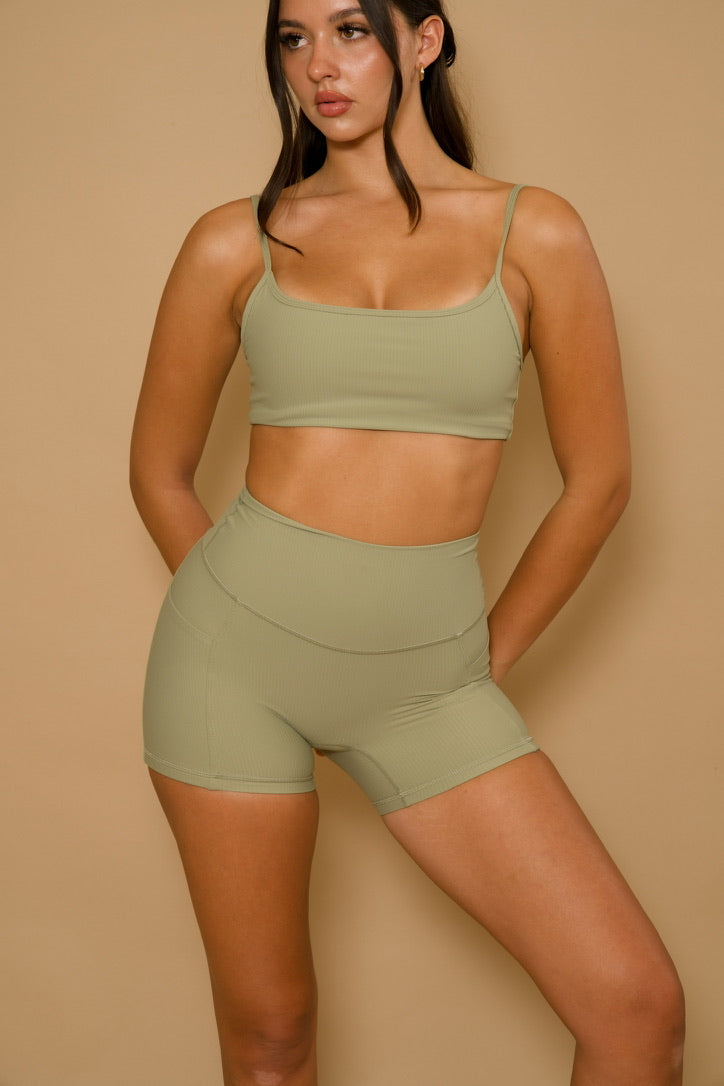 The ʻOLINA Ribbed Bralette - SAGE