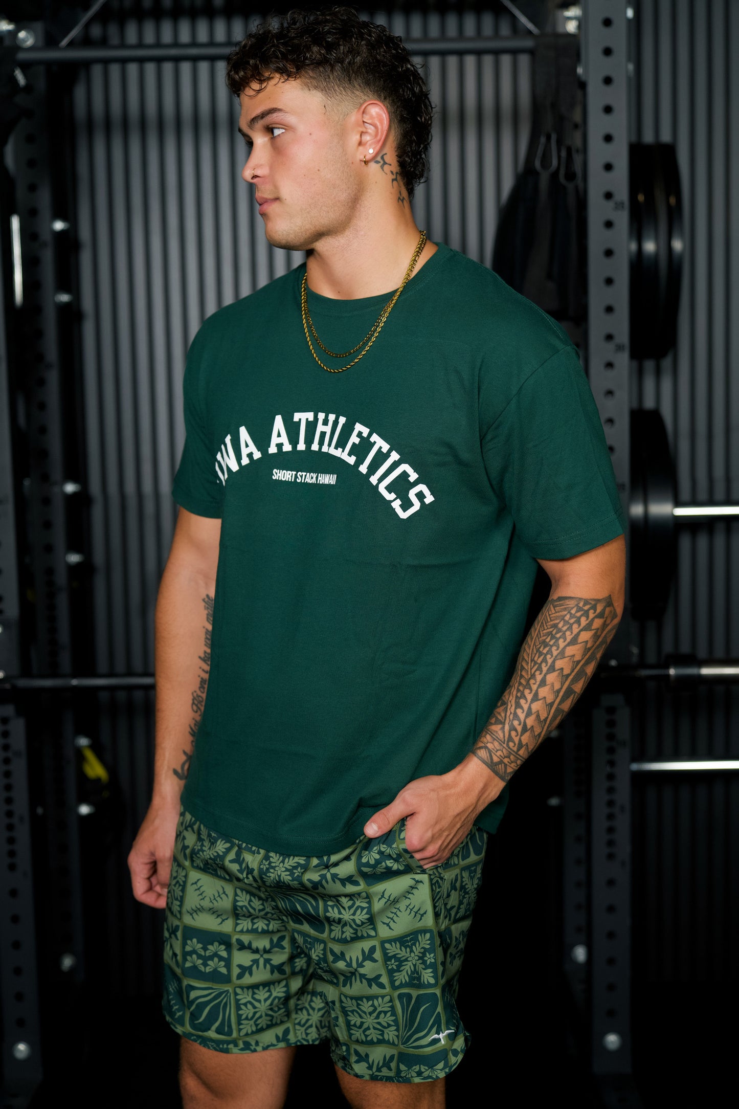 'IWA ATHLETICS Cotton Tee - DARK GREEN