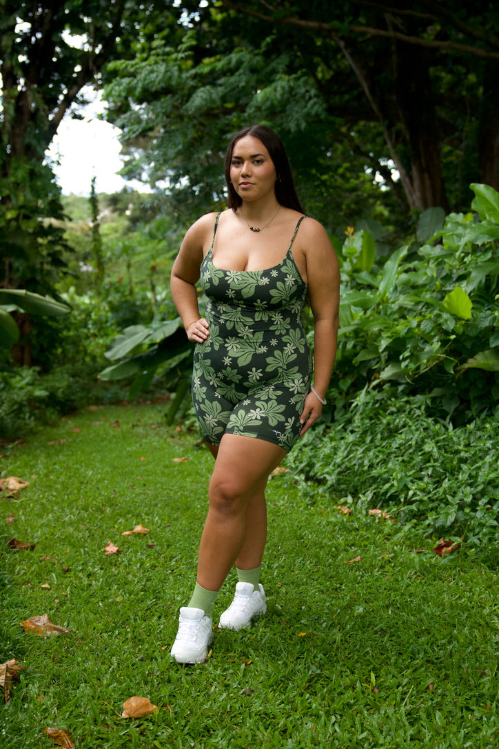 The PELE Jumpsuit - Naupaka Garden - CANOPY GREEN