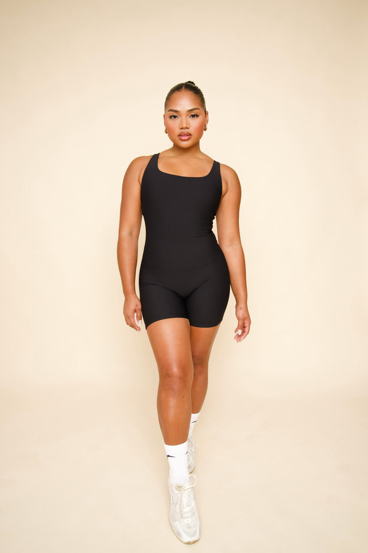 The KINO Classic Ribbed Jumpsuit - ʻIWA BLACK