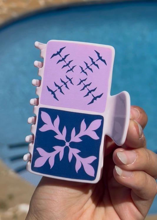 Medium 2-TILE Claw Clip - Blush 'IWA KUIKI