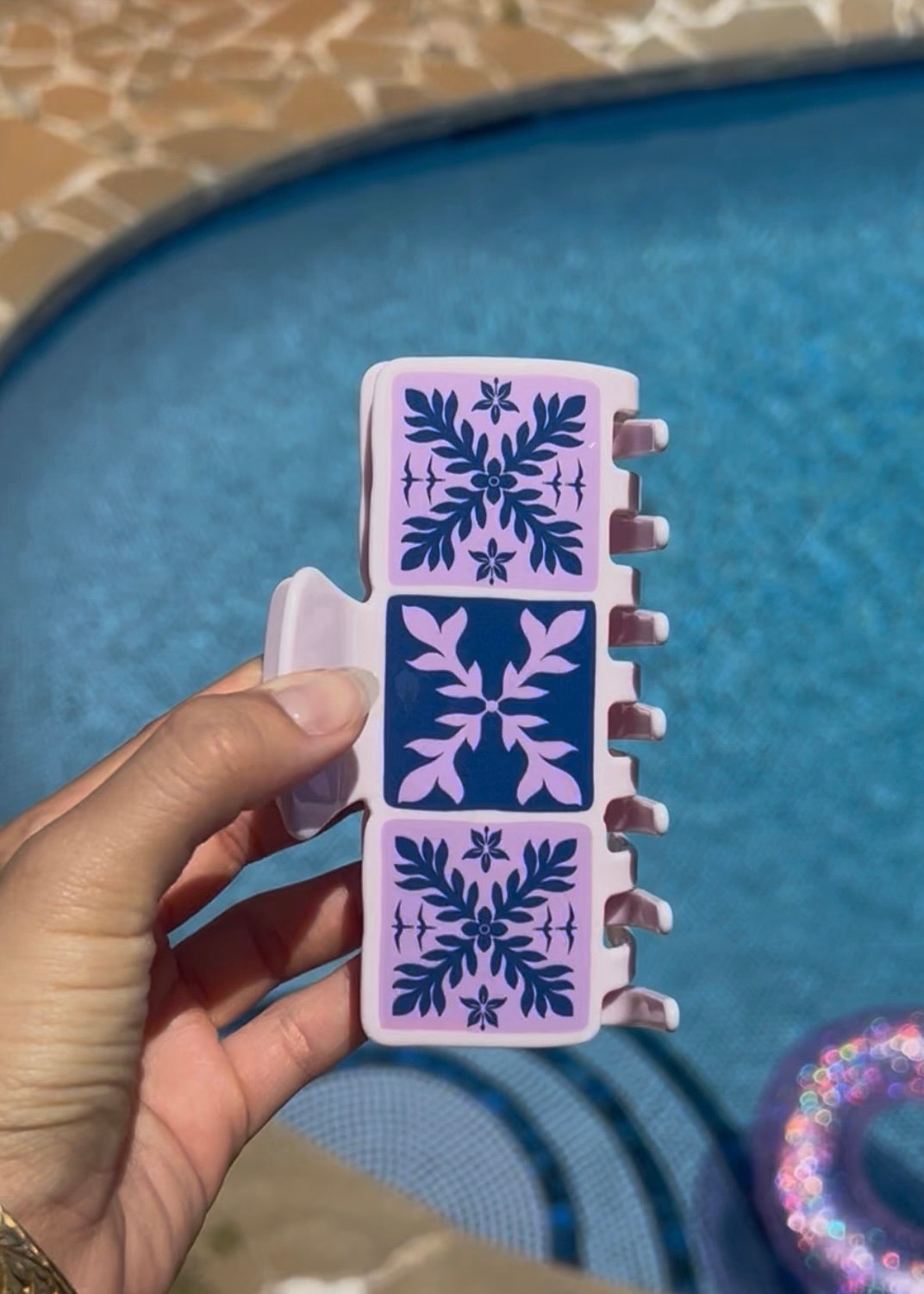 Large 3-TILE Claw Clip - Blush 'IWA KUIKI