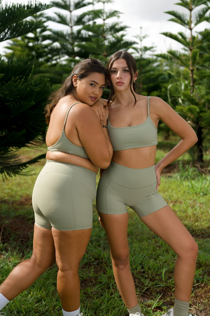 The ʻOLINA Ribbed Bralette - SAGE