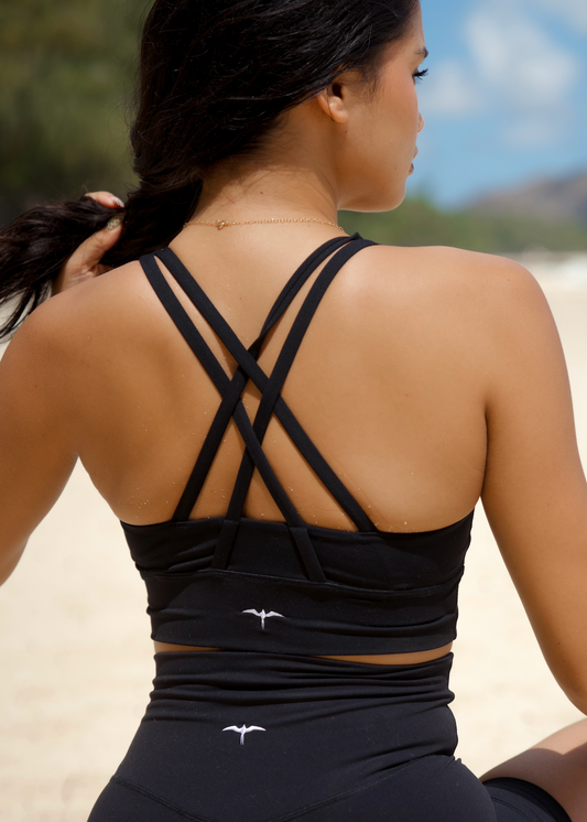 The KAHAKAHA Sports Bra - ʻIWA BLACK