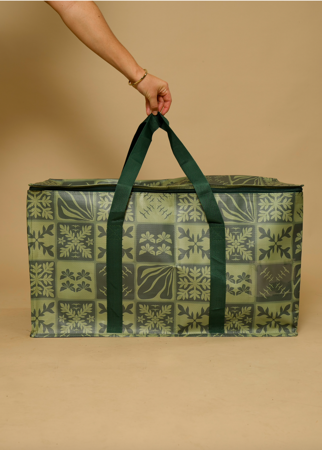 Large ZIPPERED Bucha Bag - Green ʻIWA KUIKI
