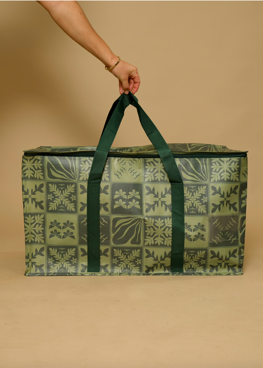 Large ZIPPERED Bucha Bag - Green ʻIWA KUIKI